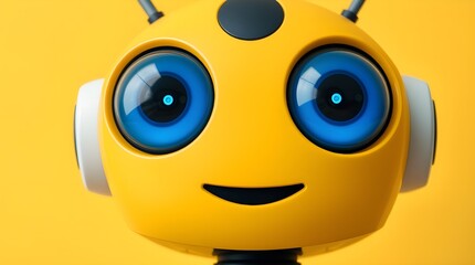 Cute digital robot pointing at copyspace background