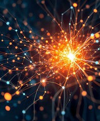 Neural Network Flow Nodes 3D Abstract Digital Artwork