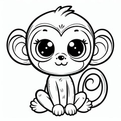 Obraz premium Adorable cartoon monkey with big eyes for children's illustrations