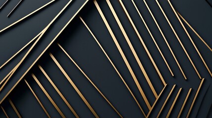 Obraz premium Abstract dark background with golden lines forming geometric patterns and modern design