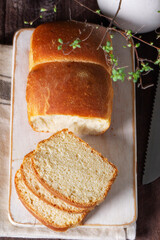 Homemade fresh sandwich yeast bread.