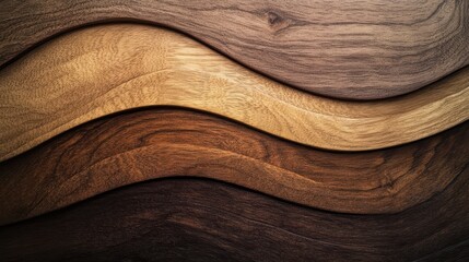 Four layers of undulating wood with different shades