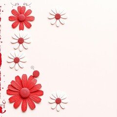 Obraz premium Geometric Daisy Patterns on Grunge Red Paper Poster