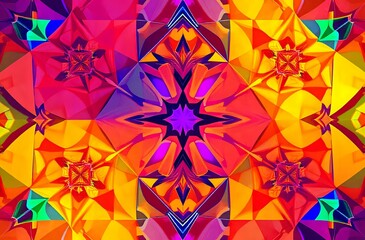 Vibrant Geometric Abstract Artwork with Intricate Patterns