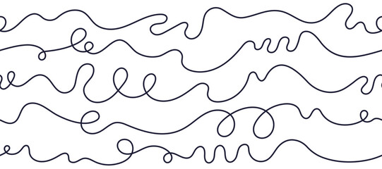 Obraz premium Long wavy thread. Curls scribble pattern Spaghetti