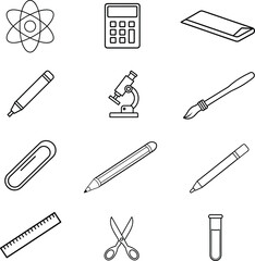 Education set of web icons in line style. Learning icons for web and mobile app. E-learning, video tutorial, knowledge, study, school, university, webinar, online education. Vector illustration