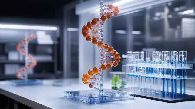 Exploring detailed dna structure model in a research lab science environment scientific analysis for enhanced understanding