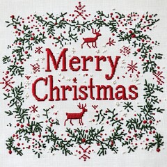 Christmas Embroidery Design With Deer And Fir Branches Patterns and Crafts  Holiday Designs  Needlepoint Patterns for Christmas  Embroidered Decorations for Holidays  Christmas Crafts  Embroidery