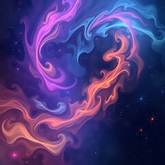 Vibrant Cosmic Abstract Painting in Square Format