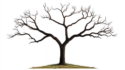Bare Brown Tree on White Background