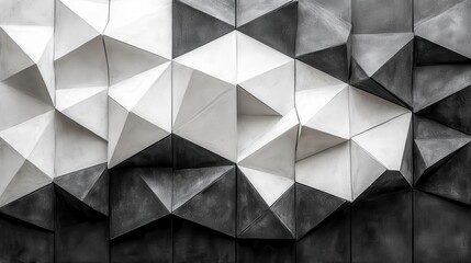 Abstract grayscale geometric wall texture; modern architecture background, design