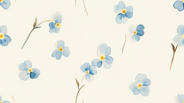 Delicate Floral Pattern with Flowers in a Watercolor Style Backgrounds and Light Beige Colors and a Seamless Pattern Design for Different Usage Like Floral Wallpaper and Textile Prints with Different