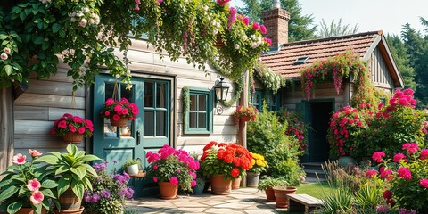 Obraz premium Rustic Cottagecore Wallpaper: Intricate Patterns and Nature's Embrace