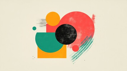 Obraz premium Colorful Abstract Geometric Shapes with Retro Texture