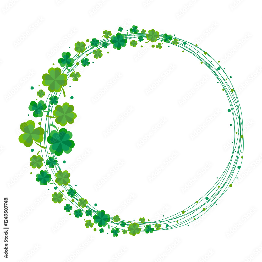 Poster round shamrock clover border, frame for st. patrick's day decoration isolated on transparent backgro