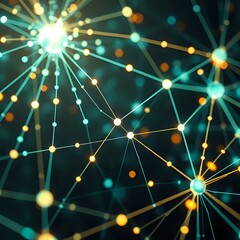 Abstract Technology Network: Interconnected Nodes Forming Dynamic Energy Pathways