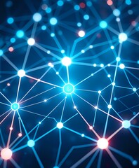 Abstract Futuristic Tech Art: Glowing Circuit Nodes on a Complex Pattern