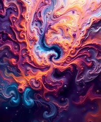 Obraz premium Vibrant Abstract Swirls - Cosmic Fractal Expressionism Digital Art