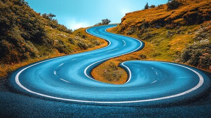 Winding Road Through Scenic Mountain Landscape