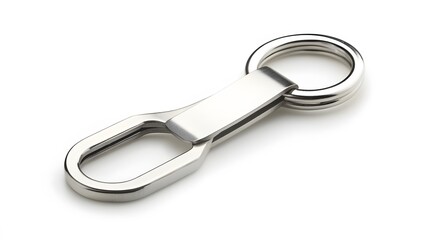 A metal keychain, isolated on white