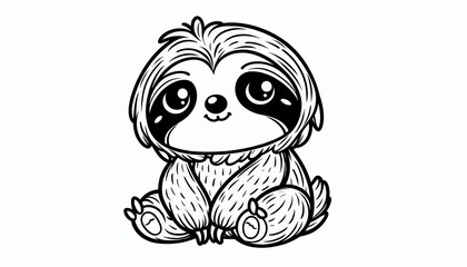 Obraz premium Adorable cartoon sloth illustration with endearing large eyes design