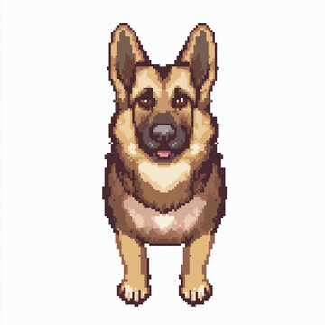 recommend clip art: German shepherd dog 8bit pixel illustration. Game sprite design element 
