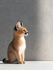 Fototapeta premium A serene profile of a young cat showcasing its graceful features and soft fur.