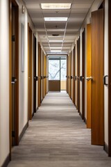 Obraz premium Office hallway with closed doors.