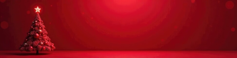 Red colored Christmas tree on a dark red background, christmastree, holiday