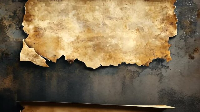 Ancient parchment with a weathered texture on a dark background