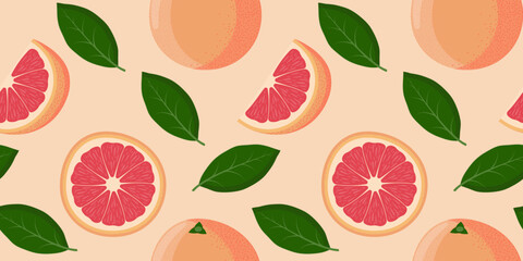 Seamless pattern with grapefruit