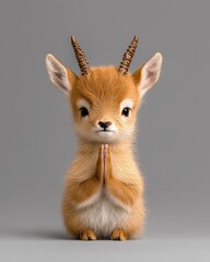 Adorable baby goat with folded paws, showcasing a cute and gentle expression.