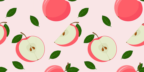 Seamless pattern with red apples
