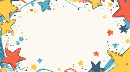 Fototapeta premium Colorful abstract star frame with vibrant swirls in playful design for creative projects
