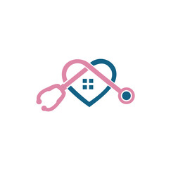 doctor home logo design with stethoscope icon