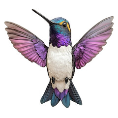 Obraz premium hummingbird in flight flower isolated on white background PNG.AI GENERATED