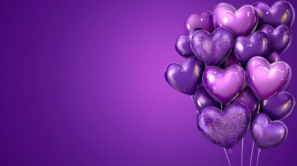 Purple Heart Balloons Against Gradient Background