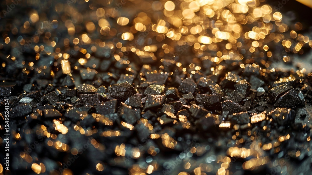 Poster a collection of black stones glimmers under soft light, creating a mesmerizing pattern that captures