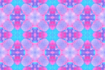Blue and violet Mandala watercolor kaleidoscope pattern. Hand drawn abstract background. Decorative tile textile print element.