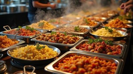 Obraz premium A Variety of Delicious Dishes Served in a Buffet Setting