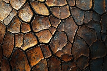 Dry cracked earth reveals textures and shapes in a mosaic
