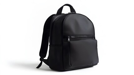 Fototapeta premium A black backpack, isolated on a white background