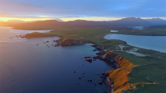 Rocky coastline of Faraid head, Balnakeil bay and beaches near Durness in Sutherland, Scotland,  UK