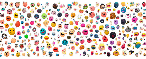 Emoticons collection cute colors realistic shadows isolated on white background PNG.AI GENERATED