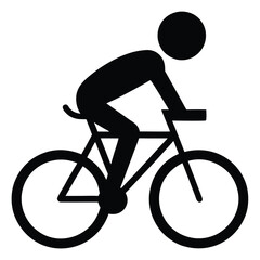 Obraz premium A cyclist icon on a bike black silhouette vector.