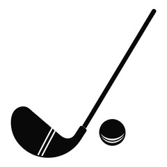 A golf club and ball icon black silhouette vector.