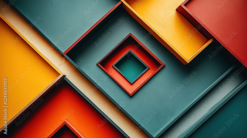 Poster abstract colorful geometric shapes, interlocking design, background texture, website design