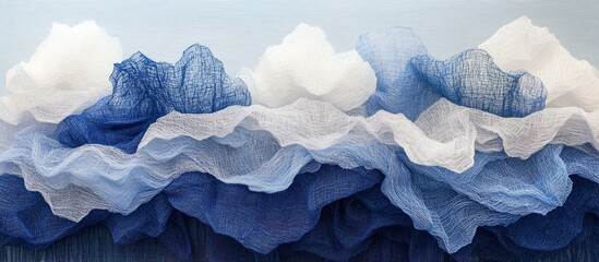Naklejka premium Abstract blue and white fabric landscape.