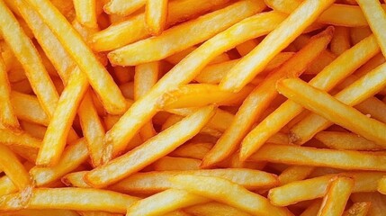 Crispy golden french fries background for fast food design