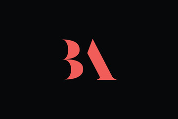 Abstract letter BA minimal logo design template. This minimal logo design is the process of creating a visual symbol that represents a brand, company, or individual.
